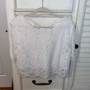 White lace 2 tiered crop top